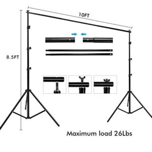 HYJ-INC Photo Video Studio 10 x12ft 100% Cotton Muslin Chromakey Green Screen Backdrop with 8.5 x 10ft Stand Photography Background Support System Kit Clamp, Carry Bag