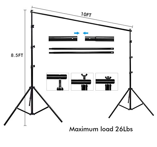 HYJ-INC Photo Video Studio 10 x12ft 100% Cotton Muslin Chromakey Green Screen Backdrop with 8.5 x 10ft Stand Photography Background Support System Kit Clamp, Carry Bag