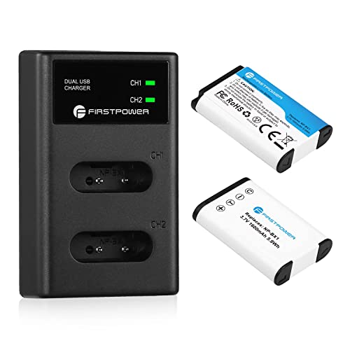 FirstPower NP-BX1 Battery 2-Pack and USB Dual Charger for Sony ZV-1 Sony Cyber-Shot DSC-RX100,DSC-RX100 II,DSC-RX100M II,DSC-RX100 III,DSC-RX100 IV,DSC-RX100 V/VII and Other Models