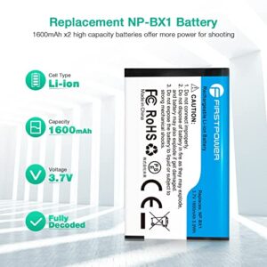 FirstPower NP-BX1 Battery 2-Pack and USB Dual Charger for Sony ZV-1 Sony Cyber-Shot DSC-RX100,DSC-RX100 II,DSC-RX100M II,DSC-RX100 III,DSC-RX100 IV,DSC-RX100 V/VII and Other Models