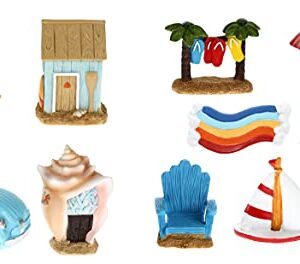 32 Pieces - Mini Fairy Garden Accessories Set Terrarium Kit Miniature Houses and Figurines Garden Decor Outdoor Village Scene Craft Kit (Beach Fairy Garden)