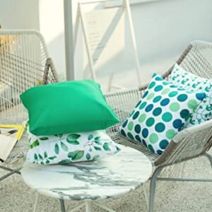 YJHAOTOU Throw Pillow Covers 18x18 Set of 4, Outdoor Waterproof Pillow Covers Green Double Sided Print Throw Pillow Covers for Patio Funiture Garden Sofa Bedroom Decorative Pillow Covers