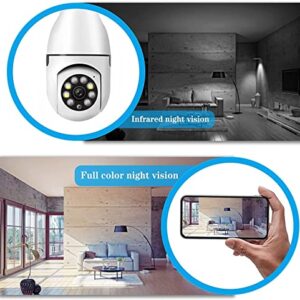 Light Bulb Security Camera, 1080P 2.4GHz WiFi Home Security Camera, 360° Surveillance Cam with Motion Detection Alarm Night Vision Light Socket Security Camera