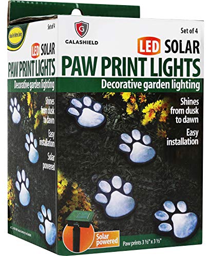 Paw Print Solar Lights Outdoor Garden Decor LED Yard Decoration (Warm White - Set of 4)