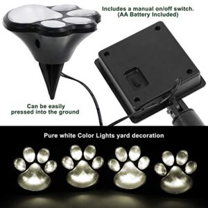 Paw Print Solar Lights Outdoor Garden Decor LED Yard Decoration (Warm White - Set of 4)