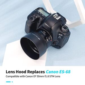 50mm Dedicated Reversible Lens Hood Shade Fit for Canon EF 50mm f/1.8 STM Lens Replaces Canon ES-68 Hood -Black