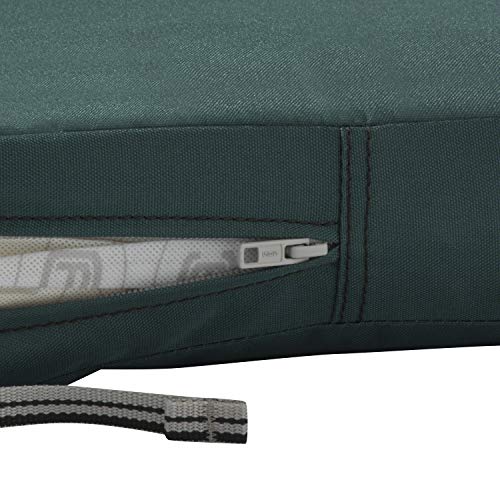 Classic Accessories Ravenna Water-Resistant 25 x 22 x 4 Inch Outdoor Back Cushion Slip Cover, Patio Furniture Cushion Cover, Mallard Green, Patio Furniture Cushion Covers