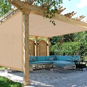 Voticky Sun Shade Cloth Shade Fabric Privacy Screen with Grommets for Patio Garden Pergola Carport Canopy Cover 8' x 8' Wheat