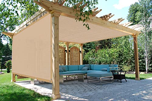 Voticky Sun Shade Cloth Shade Fabric Privacy Screen with Grommets for Patio Garden Pergola Carport Canopy Cover 8' x 8' Wheat