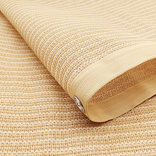 Voticky Sun Shade Cloth Shade Fabric Privacy Screen with Grommets for Patio Garden Pergola Carport Canopy Cover 8' x 8' Wheat