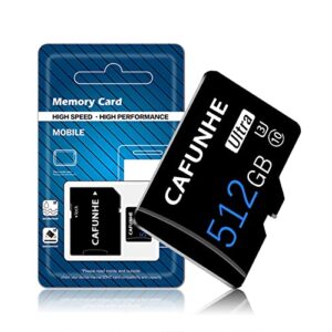 micro sd card 512gb (class 10 high speed) memory card 512gb tf card with adapter for phone,dash came,surveillance, camera, tachograph, tablet, computers with a sd card adapter