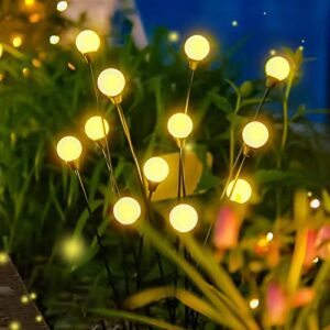 waitmin firefly lights solar outdoor – solar garden lights, solar swaying light, decorative solar lights yard patio pathway decoration, warm white (2 pack)