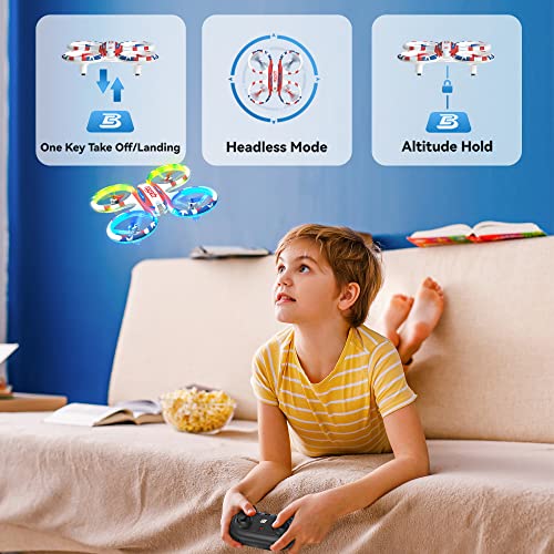 BEZGAR HQ051 Mini Drone for Kids - RC Drone Indoor, LED Remote Control Drone with 3D Flip, Headless Mode and 2 Speed Propeller Full Protect Small Drone for Beginners, Great Gifts for Boys and Girls