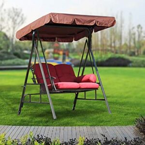 Swing Cover, Swing Canopy Replacement Waterproof Foldable Patio Swing Canopy Porch Top Cover for Outdoor Garden Patio Yard Park Porch Seat Furniture Swing Seat Cover, 76.8 x 49.2 x 5.9in Coffee