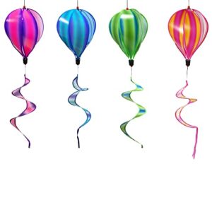 4pcs hot air balloon wind spinners outdoor hanging pinwheels whirligigs rotating windmill striped colorful rainbow windsock wind twister spinners for yard & garden hot air balloon decorations