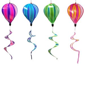 4PCS Hot Air Balloon Wind Spinners Outdoor Hanging Pinwheels Whirligigs Rotating Windmill Striped Colorful Rainbow Windsock Wind Twister Spinners for Yard & Garden Hot Air Balloon Decorations