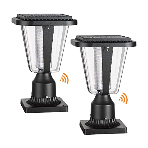 Lovus 2Pack Solar Post Light Fixture, Two Mounting Ways, Pole/Pier Mount 6000k Outdoor Solar Post Lamp Dusk to Dawn for Patio, Garden