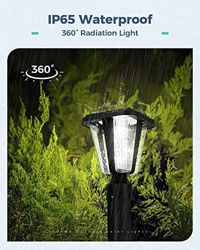 Lovus 2Pack Solar Post Light Fixture, Two Mounting Ways, Pole/Pier Mount 6000k Outdoor Solar Post Lamp Dusk to Dawn for Patio, Garden