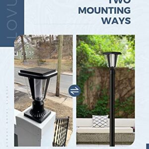 Lovus 2Pack Solar Post Light Fixture, Two Mounting Ways, Pole/Pier Mount 6000k Outdoor Solar Post Lamp Dusk to Dawn for Patio, Garden