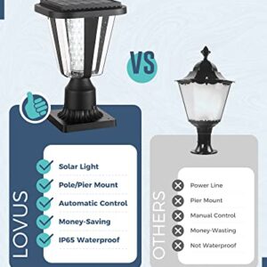 Lovus 2Pack Solar Post Light Fixture, Two Mounting Ways, Pole/Pier Mount 6000k Outdoor Solar Post Lamp Dusk to Dawn for Patio, Garden