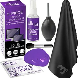 laptop cleaning kit (5 pc) – keyboard cleaning kit – includes laptop screen cleaner, air blower, brush, keyboard gel, and microfiber cloth – ps4 cleaner – keyboard cleaner & computer cleaner by altura