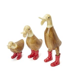 duck yard decorations yard art garden puddle ducks with spotted wellies boots, set of 3 – garden decor statues, duck figurine statue – waterproof indoor & outdoor lawn gnome ornament