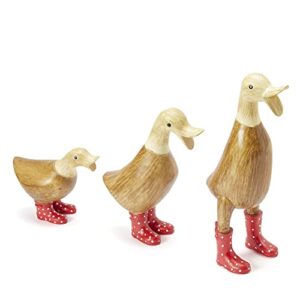 Duck Yard Decorations Yard Art Garden Puddle Ducks with Spotted Wellies Boots, Set of 3 - Garden Decor Statues, Duck Figurine Statue - Waterproof Indoor & Outdoor Lawn Gnome Ornament