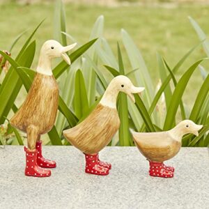 Duck Yard Decorations Yard Art Garden Puddle Ducks with Spotted Wellies Boots, Set of 3 - Garden Decor Statues, Duck Figurine Statue - Waterproof Indoor & Outdoor Lawn Gnome Ornament