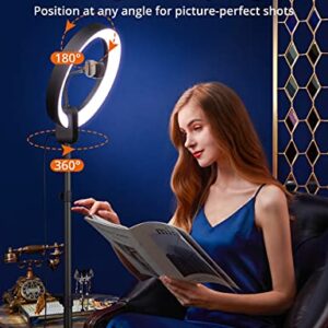 Ring Light with Stand, 12 inch LED Ring Light Features Upgraded Tripod & Remote Control, Selfie Light with Phone Holder Adjustable Height Smooth Dimming for Makeup Studio Portrait YouTube Vlog