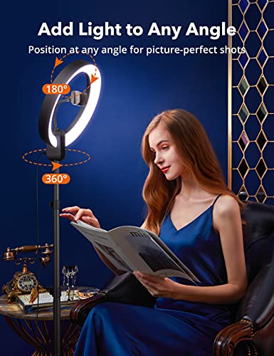 Ring Light with Stand, 12 inch LED Ring Light Features Upgraded Tripod & Remote Control, Selfie Light with Phone Holder Adjustable Height Smooth Dimming for Makeup Studio Portrait YouTube Vlog