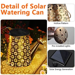 Ledeak Solar Watering Can with Lights, Garden Shower Light Solar Lanterns Hanging Waterproof Star Light LED String Fairy Lights, Decorative Retro Metal String Lights for Lawn Outdoor Pathway Patio
