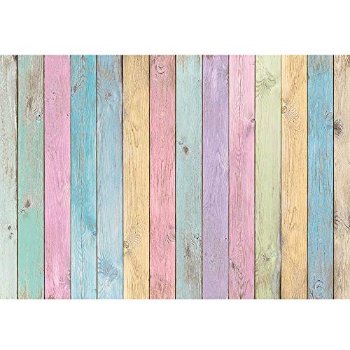 Allenjoy 7x5ft Colorful Wood Photography Backdrops for Girls Boys Kids Baby Portrait Baby Shower No Crease Wooden Texture Painting Banner for Birthday Party Background Photo Studio Props