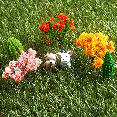 Cobee Miniature Model Trees, 10 Pieces Mini Fairy Garden Tree Ornament Miniature Dollhouse Pots Decor Train Scenery Architecture Trees Model for Moss Micro Landscape DIY Craft