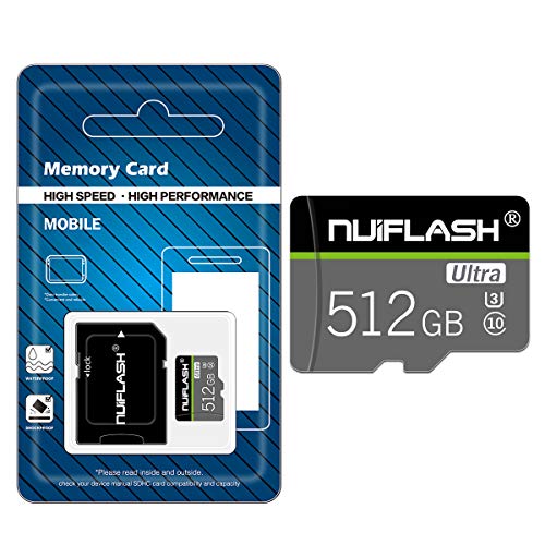 Micro SD Card 512GB Class 10 TF Card 512GB High Speed Micro SD Memory Cards for Smart-Phone,Camera,PC + SD Card Adapter,Class 10 512GB