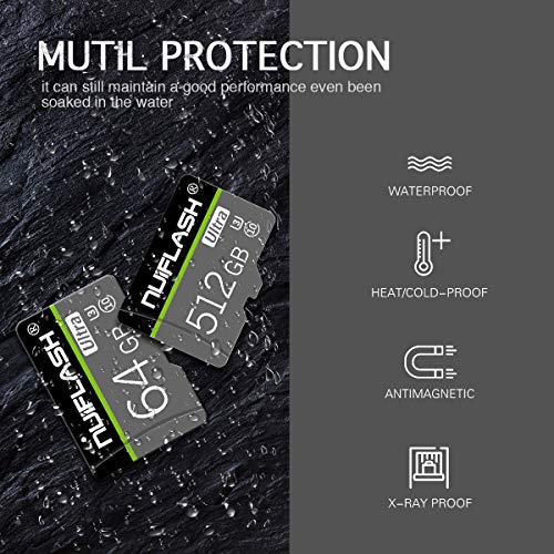 Micro SD Card 512GB Class 10 TF Card 512GB High Speed Micro SD Memory Cards for Smart-Phone,Camera,PC + SD Card Adapter,Class 10 512GB