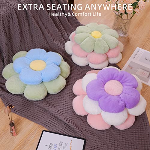 LANFIRE Flower Throw Pillows Plush Cushion Standard Pillows Patio Furniture Cushions Home Chair Pads (50 CM, Brown White)