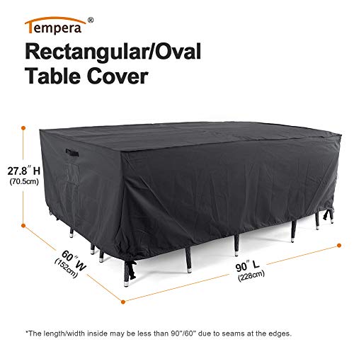 Tempera 90''L x 60''W x 27.8''H Outside Table and Chair Covers, Outdoor Dining Set Cover, Patio Furniture Cover Waterproof, Windproof for Winter, Rectangle, Space Grey