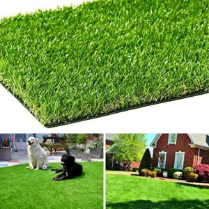 ayoha artificial turf 4′ x 5′ with drainage, 1.38 inch realistic fake grass rug indoor outdoor lawn landscape for garden, balcony, patio, synthetic grass mat for dogs, customized