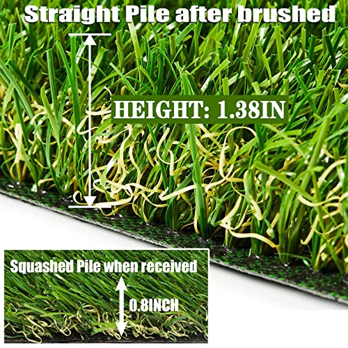 AYOHA Artificial Turf 4' x 5' with Drainage, 1.38 Inch Realistic Fake Grass Rug Indoor Outdoor Lawn Landscape for Garden, Balcony, Patio, Synthetic Grass Mat for Dogs, Customized