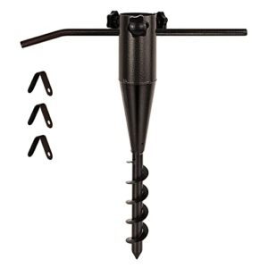 erytlly no dig portable screw in umbrella stand heavy duty- beach umbrella base for sand ground anchor patio flag, pole holder garden – brown powder coated finish 2 pack