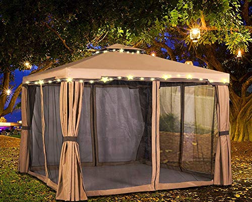 SOLAURA Patio Gazebo 10 x 10 FT for Garden, Outdoor Gazebo and Waterproof Canopy Tent with Mosquito Netting and Ventilate