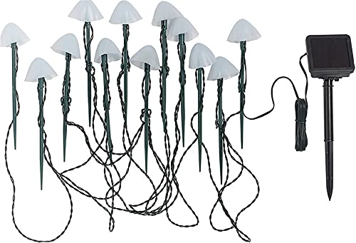 Mushroom String Lights Solar 12FT 12 LEDs Pathway Lights Waterproof Mushroom LED Fairy Lights Outdoor Mini Ground Plug Light for Christmas Yard Patio Gazebo Garden Party Landscape Light, Warm White