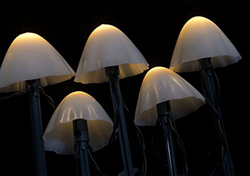 Mushroom String Lights Solar 12FT 12 LEDs Pathway Lights Waterproof Mushroom LED Fairy Lights Outdoor Mini Ground Plug Light for Christmas Yard Patio Gazebo Garden Party Landscape Light, Warm White