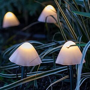 Mushroom String Lights Solar 12FT 12 LEDs Pathway Lights Waterproof Mushroom LED Fairy Lights Outdoor Mini Ground Plug Light for Christmas Yard Patio Gazebo Garden Party Landscape Light, Warm White