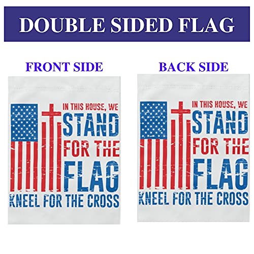 LiberTee Shirts In This House We Stand For the Flag and Kneel For the Cross Garden Flag | 12"x18" Proud Conservative and Patriotic Yard Sign Showing Support for Your Country and Anthem