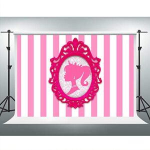 vidmot pink white stripes backdrop doll head photo frame glamour girl photography background christmas party decor 7x5ft pink party backdrop photo booth banner for cake table supplies lsvv1009
