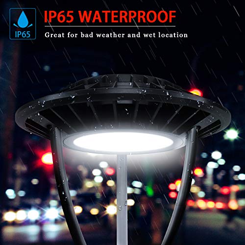 OPENLUX Led Post Top Light 80W DLC ETL Listed 11,200Lm 5000K Daylight IP65 Waterproof LED Post Top Outdoor Circular Area Pole Light [350W Equivalent] for Garden Yard Street Lighting