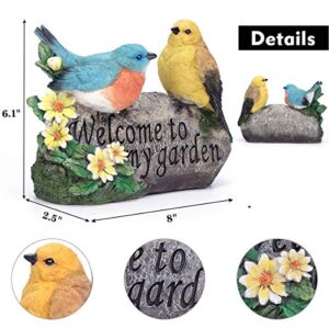 Bird Garden Decor, Welcome Sign Sculptures Statues for Yard Patio Lawn Funny Fairy Ornaments Outside Figurine Home Decorations