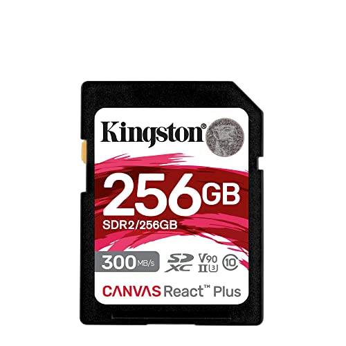 Kingston Canvas React Plus 256GB SD Card | SDXC UHS-II | 300R/260W U3 V90 | Full HD/4K/8K | SDR2/256GB