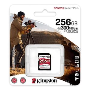 Kingston Canvas React Plus 256GB SD Card | SDXC UHS-II | 300R/260W U3 V90 | Full HD/4K/8K | SDR2/256GB